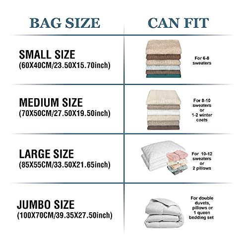 Roomimaster 10 Pack Vacuum Storage Bags with Pump, 5 Jumbo and 5 Large Space Saver Vacuum Storage Bags, Vacuum Seal Bags for Clothing, Comfoters, Pillows, Blanket, Bedding - Image 4