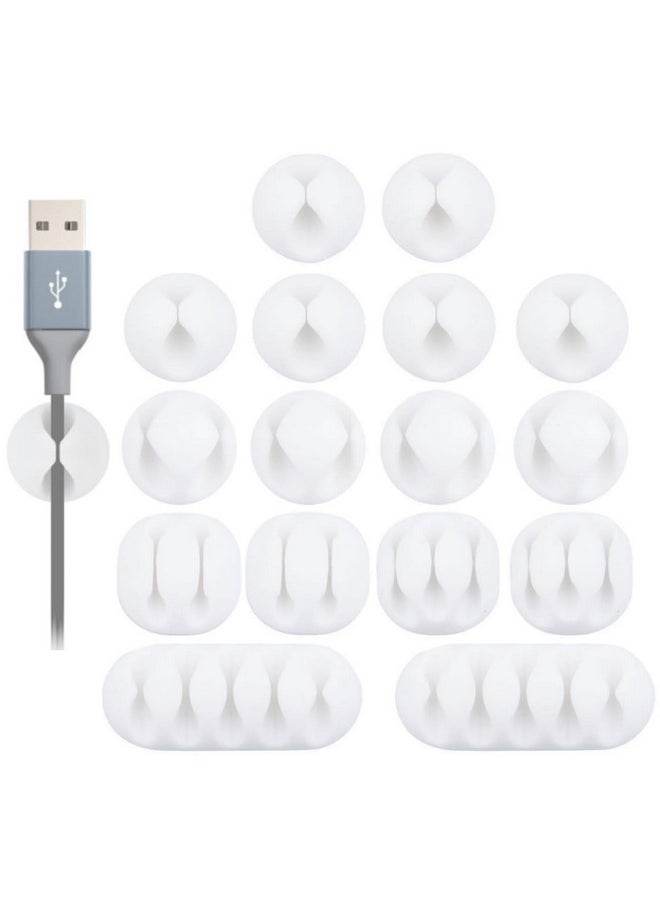 OHill OHill Desk Cable Management Cord Organizer, 16 Pack White Self Adhesive Cord Holder Cable Clips, Ideal Cable Organizer Wire Keeper for Desk, Nightstand, Phone Charger, Computer, Home, Office, Car  - Image 1