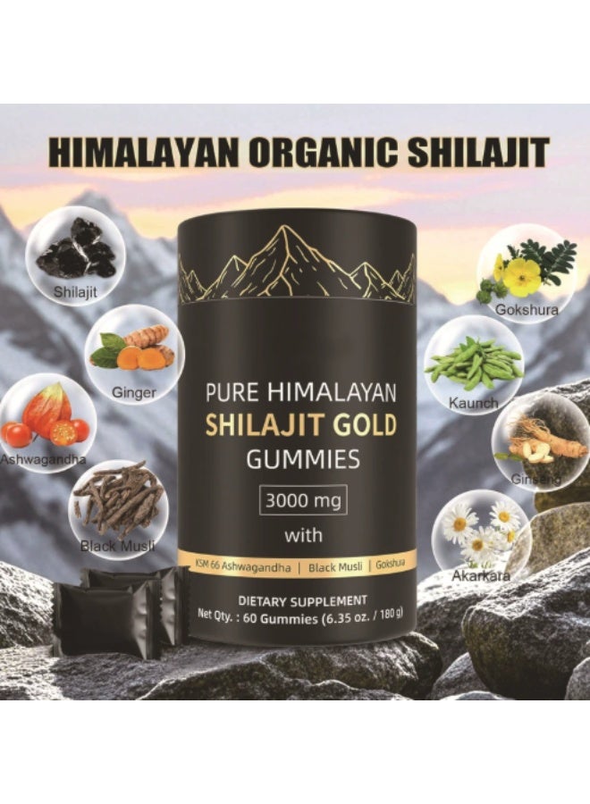 BIYODE Pure Himalayan Shilajit Gummies Gold I Lab Tested I No Added Sugar I Ashwagandha, Gokshura| Fulvic Acid & 85+ Trace Minerals I for Men, Women I Non-GMO I 100% Natural & Organic I 60 Gummy - Image 4