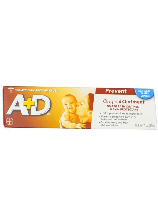 A + D مرهم طفح الحفاضات من A&D واقي للبشرة الأصلي - 4 أونصات، عبوة من 4 - Image 1