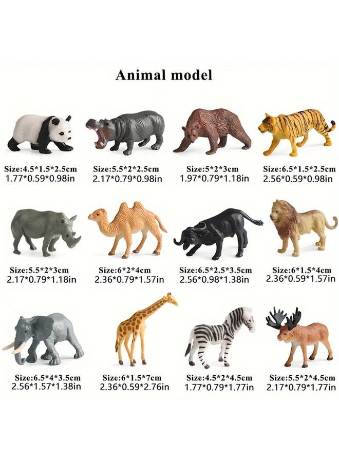12 Piece Wildlife Animal Figures Set Realistic Plastic Miniature Toys Educational Playset - Image 1