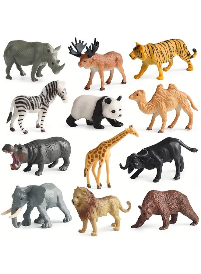 12 Piece Wildlife Animal Figures Set Realistic Plastic Miniature Toys Educational Playset - Image 2