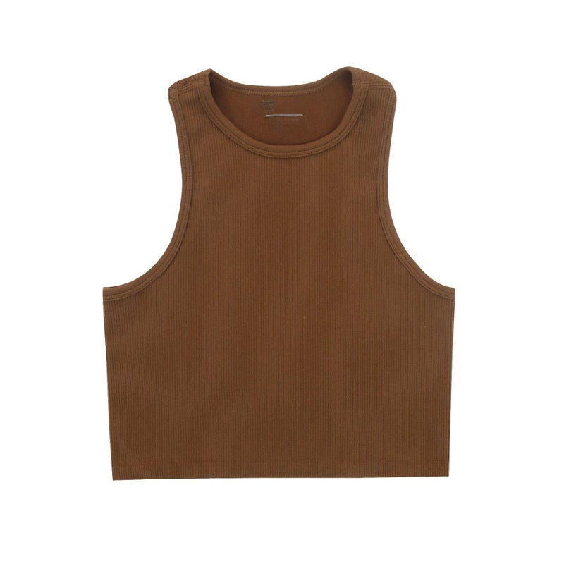 Generic Womens Elastic Quick-Dry Yoga Tank Top Brown 