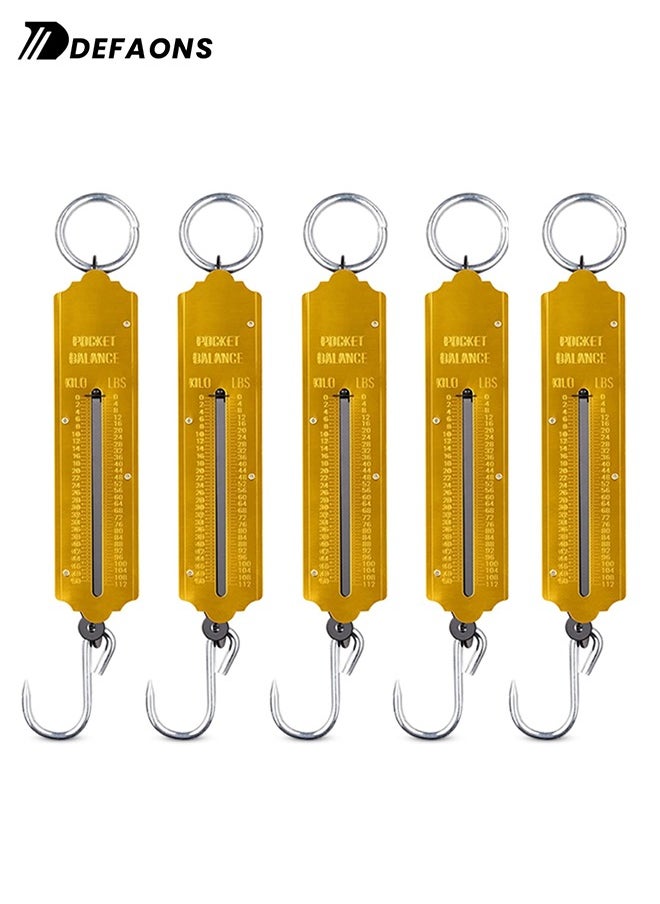 DEFAONS - DEFAONS Pocket Balance Spring Scale Portable Hanging Weighing Scale with Hook 50Kg 112LBS Capacity Dual Scale in Kg Lbs Ideal for Fishing Travel Outdoor Market Use Durable and Compact Design - 5 PCS - Image 1