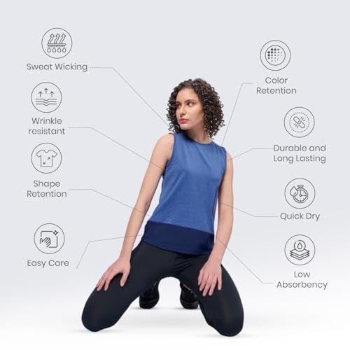 DOMIN8 Women Slim Fit Breathable Poly Cotton Tank Top with Mesh Panel at Bottom | Stylish Tops | Soft & Comfortable Tshirts | Regular Tshirt for Gym, Running - Image 3