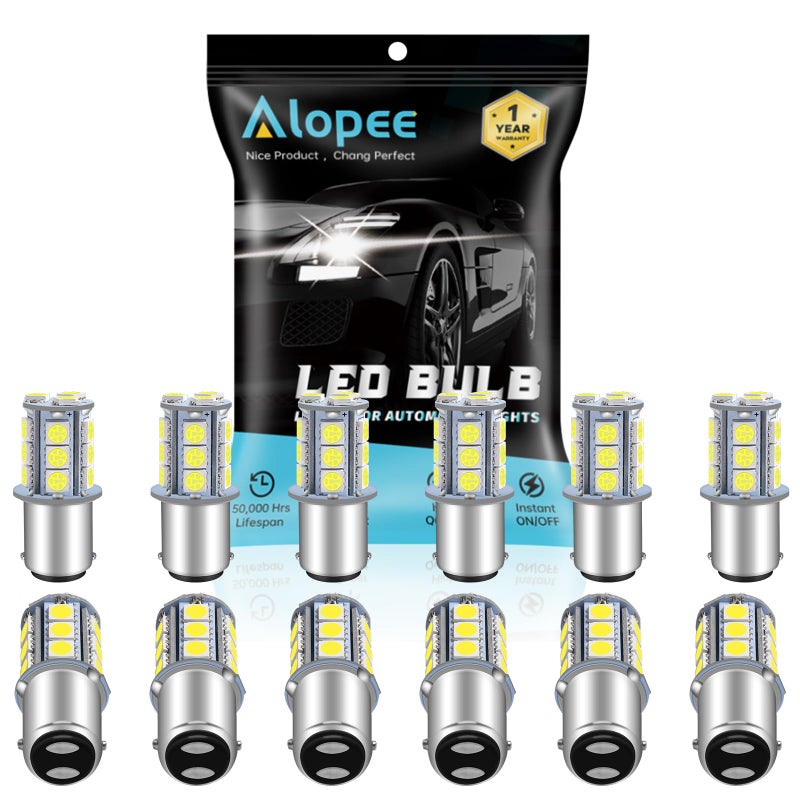 Alopee 12pcs 1142 LED Bulb DC 12 Volt 1076 LED Bulb for RV Bright White 1004 LED Bulb Double Contact Bayonet Socket RV Camper Lights Trailer Boat Lights 5050 18SMD