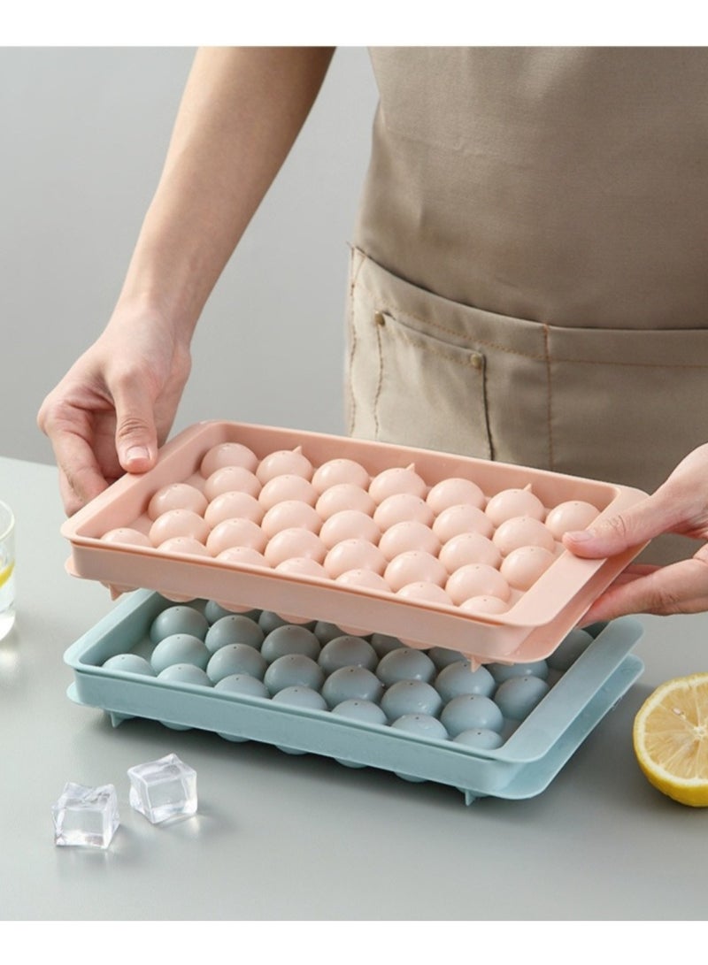 Huitich 33-Square & Circular Ice Cube Tray Multipurpose Food-Grade Freezer Mold with Lid Pink 25x15x2cm  - Image 2