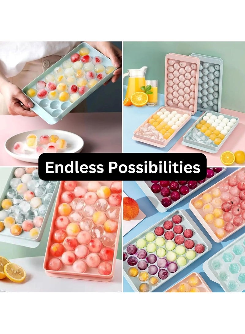 Huitich 33-Square & Circular Ice Cube Tray Multipurpose Food-Grade Freezer Mold with Lid Pink 25x15x2cm  - Image 5