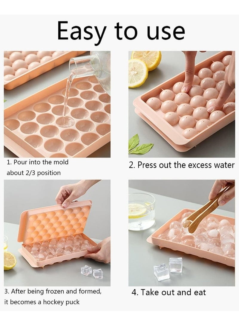 Huitich 33-Square & Circular Ice Cube Tray Multipurpose Food-Grade Freezer Mold with Lid Pink 25x15x2cm  - Image 4
