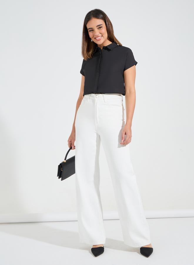 Styli قميص سادة بياقة وأزرار وأكمام طويلة - Image 3