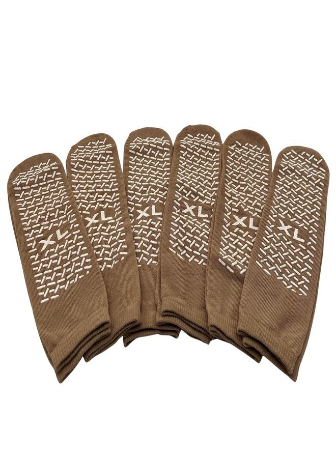 كومفرت أكسيس كومفورت أكسيس، 6 أزواج من جوارب الكاحل المانعة للانزلاق ذات الجانب الواحد، بيج (مقاس كبير جدًا) - Image 5