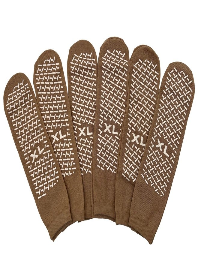 كومفرت أكسيس كومفورت أكسيس، 6 أزواج من جوارب الكاحل المانعة للانزلاق ذات الجانب الواحد، بيج (مقاس كبير جدًا) - Image 1