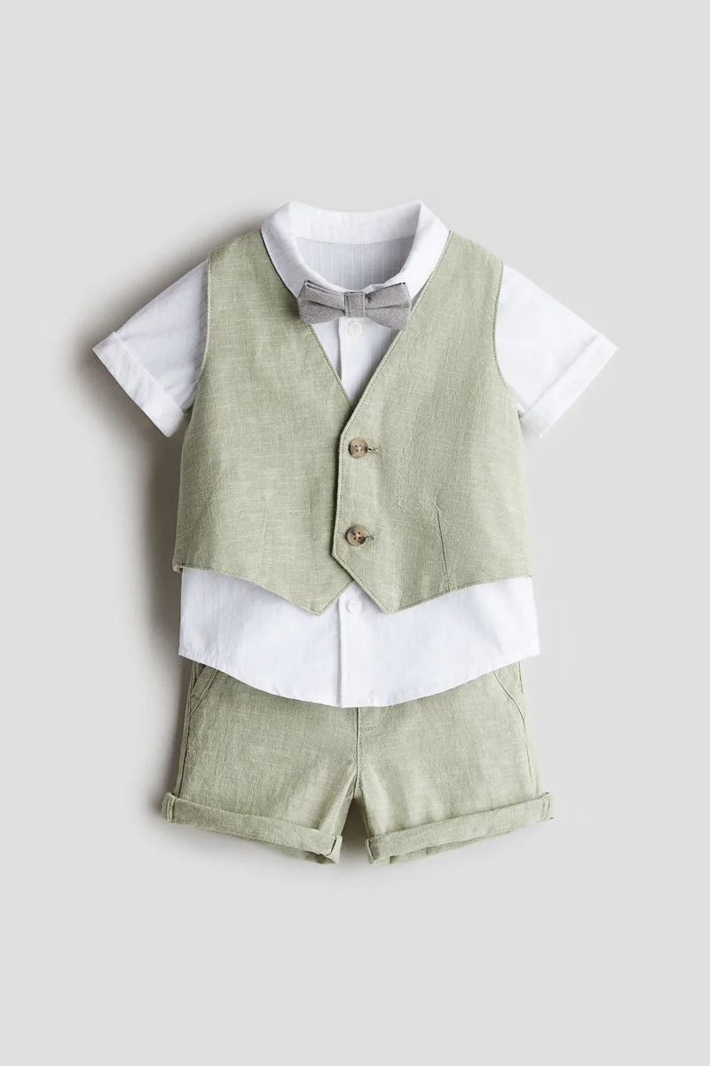 اتش اند ام 4-piece linen-blend dressy set