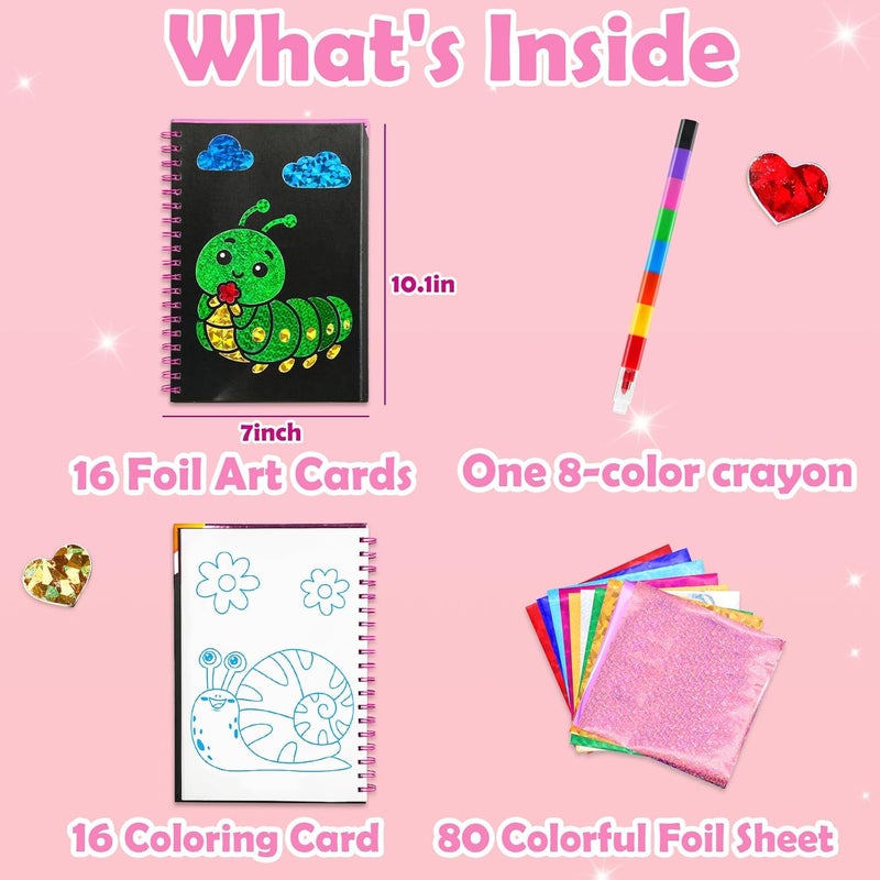 FUNNYB&G Permanent & temporary usable Foil Art Kit - Foil Crafts for Kids, Toys for Girls 4-10 Years Old, No Mess Travel Essentials, Kids Toys, Girls Gifts, Birthday Gift, Coloring Books for Kids Ventilated design - Image 5