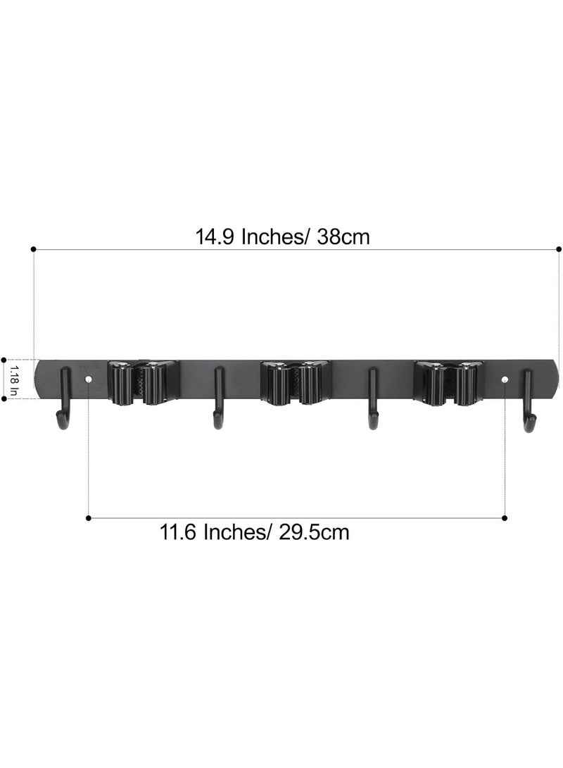 Wall Mounted Mop & Broom Holder with 3 Racks 4 Hooks, Heavy Duty Self Adhesive 304 Stainless Steel Tool Organizer for Kitchen Garden Laundry Garage - Image 5