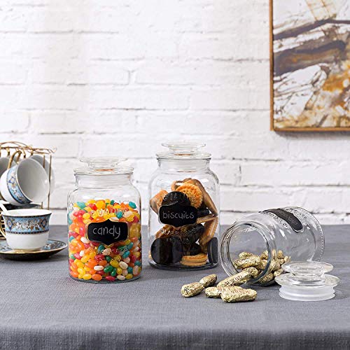 ZEPOLI 1500 ml Glass Jar For Kitchen Glass Containers With Lid And Cookie Jar Labels And Storage Cookie, Biscuties, Rise, Pasta [Pack Of 1] - Image 4