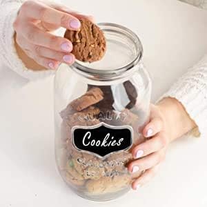 ZEPOLI 1500 ml Glass Jar For Kitchen Glass Containers With Lid And Cookie Jar Labels And Storage Cookie, Biscuties, Rise, Pasta [Pack Of 1] - Image 2