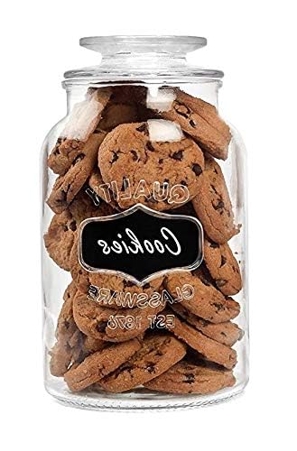 ZEPOLI 1500 ml Glass Jar For Kitchen Glass Containers With Lid And Cookie Jar Labels And Storage Cookie, Biscuties, Rise, Pasta [Pack Of 1] - Image 1
