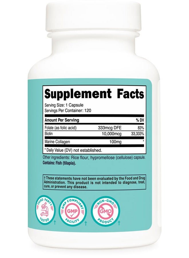 Nutricost Biotin for Women 10,000mcg 120 Capsules - with Folate & Collagen, Gluten Free & Non-GMO - Image 5