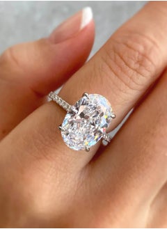 LAVEEN JEWELLERY 18k Gold and Rhodium Plated Ring | Classic crushed ice oval cut half pavé solitaire ring | 925 Sterling Silver with 5A Cubic Zirconia Gemstone | Women Jewelry & Accessories  - Image 3