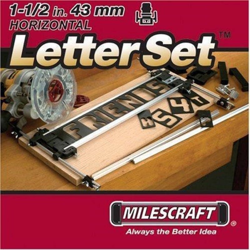 Milescraft 2202 Horizontal Character Template Set 15in 42 piece Router Template set for Sign Making