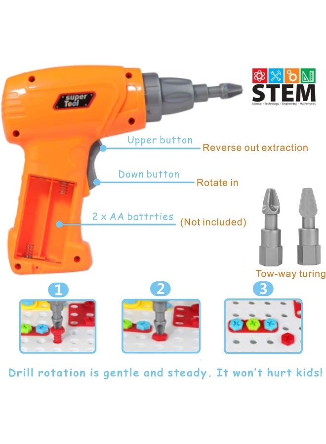 Creative Mosaic Electric Drill Set, Kids Educational Learning Toy Kit, Electric Drill, Creative Educational Drill Toy, Great Way 3D Patterns for Toddler Children Boys & Girls Gift  - Image 4