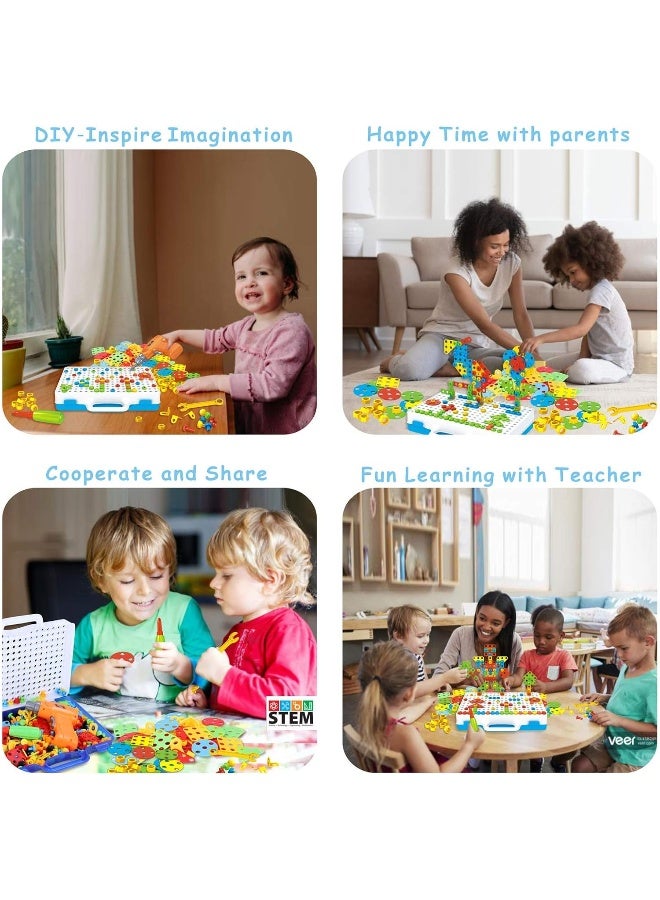 Creative Mosaic Electric Drill Set, Kids Educational Learning Toy Kit, Electric Drill, Creative Educational Drill Toy, Great Way 3D Patterns for Toddler Children Boys & Girls Gift  - Image 2