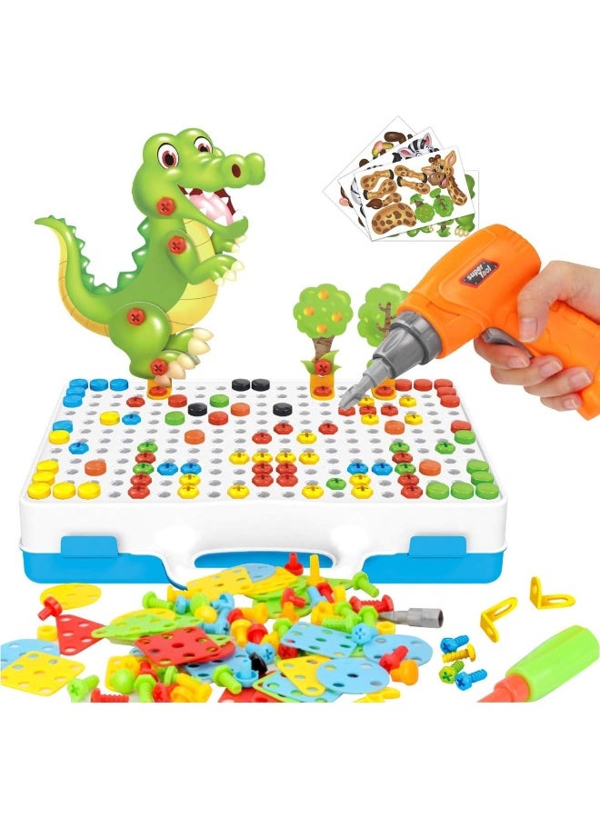 Creative Mosaic Electric Drill Set, Kids Educational Learning Toy Kit, Electric Drill, Creative Educational Drill Toy, Great Way 3D Patterns for Toddler Children Boys & Girls Gift  - Image 1