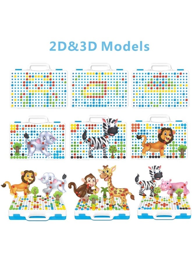 Creative Mosaic Electric Drill Set, Kids Educational Learning Toy Kit, Electric Drill, Creative Educational Drill Toy, Great Way 3D Patterns for Toddler Children Boys & Girls Gift  - Image 3
