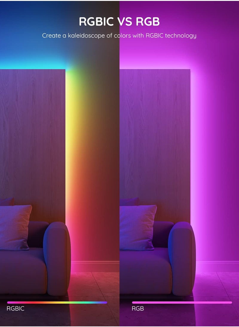 Govee Govee RGBIC LED Strip Lights, 16.4ft Smart LED Lights for Bedroom, Bluetooth LED Lights APP Control, DIY Multiple Colors on One Line, Color Changing LED Lights Music Sync for Ceiling, Gaming Room Model H617A  - Image 3