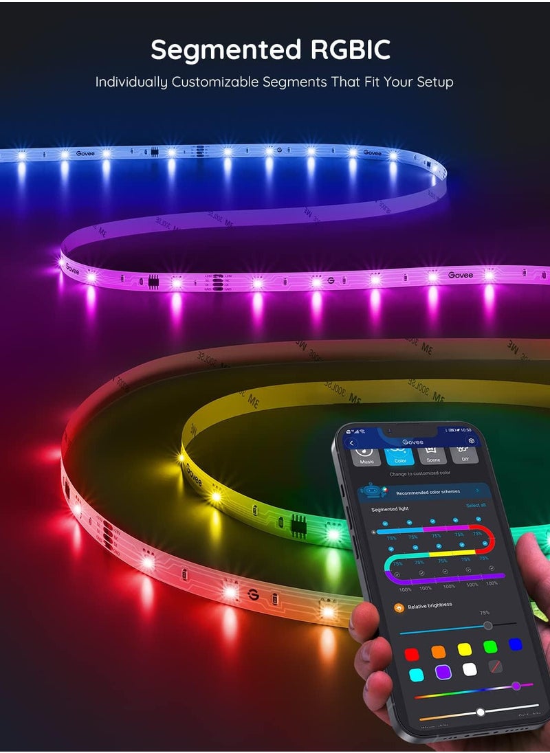 Govee Govee RGBIC LED Strip Lights, 16.4ft Smart LED Lights for Bedroom, Bluetooth LED Lights APP Control, DIY Multiple Colors on One Line, Color Changing LED Lights Music Sync for Ceiling, Gaming Room Model H617A  - Image 4
