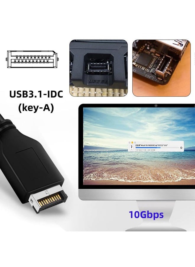 CY Type-E USB Header Adapter USB3.0 19pin 20pin Motherboard to USB3.1 Type-E 90 Degree Converter Front Chassis Type C Plug-in Port with EJ179V Chipset - Image 3