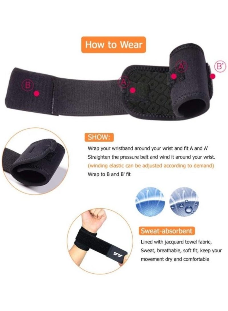 DW 2 Pack Wrist Brace, Wrist Support, Adjustable Wristband for Gym, Wrist Straps for Fitness Weightlifting, Wrist Wrap for Tendonitis, Carpal Tunnel Arthritis, Highly Elastic Wrist Wraps for Relief Wrist Pain(Black) - Image 3