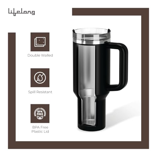 Lifelong Double-Walled Vacuum Insulated Tumbler with Unbreakable Tritan Lid 1200ml | Keeps Drinks Hot for 5 Hours & Cold for 9 Hours | Recycled Stainless Steel, Leakproof Lid & Comfort-Grip Handle - Image 2