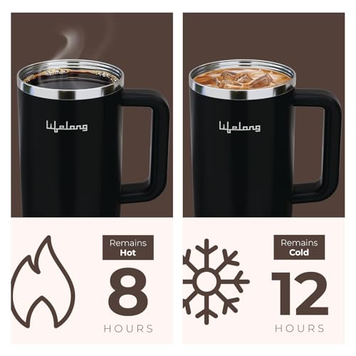 Lifelong Double-Walled Vacuum Insulated Tumbler with Unbreakable Tritan Lid 1200ml | Keeps Drinks Hot for 5 Hours & Cold for 9 Hours | Recycled Stainless Steel, Leakproof Lid & Comfort-Grip Handle - Image 3