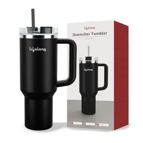 Lifelong Double-Walled Vacuum Insulated Tumbler with Unbreakable Tritan Lid 1200ml | Keeps Drinks Hot for 5 Hours & Cold for 9 Hours | Recycled Stainless Steel, Leakproof Lid & Comfort-Grip Handle - Image 1