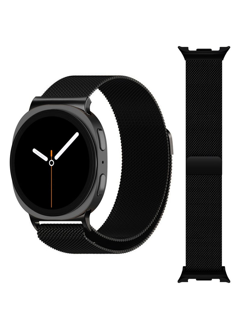 Milanese Metal Band for Samsung Galaxy Watch 8 Band 40mm 44mm/8 Classic 46mm, Mesh Magnetic Stainless Steel Loop Strap - Black - Image 4