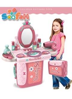 Soofam Pretend  Beauty Dresser Table Play set Gifts, Toddler Beauty Play Set,Princess Toys Makeup Play Set for Kids, Toddler Dress-up Table Toy for 3+Years Old Girls, Kids Role Play Beauty  Play set Gift  - Image 1