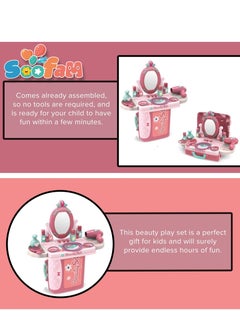 Soofam Pretend  Beauty Dresser Table Play set Gifts, Toddler Beauty Play Set,Princess Toys Makeup Play Set for Kids, Toddler Dress-up Table Toy for 3+Years Old Girls, Kids Role Play Beauty  Play set Gift  - Image 5