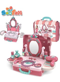 Soofam Pretend  Beauty Dresser Table Play set Gifts, Toddler Beauty Play Set,Princess Toys Makeup Play Set for Kids, Toddler Dress-up Table Toy for 3+Years Old Girls, Kids Role Play Beauty  Play set Gift  - Image 3