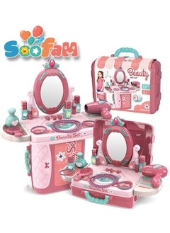 Soofam Pretend  Beauty Dresser Table Play set Gifts, Toddler Beauty Play Set,Princess Toys Makeup Play Set for Kids, Toddler Dress-up Table Toy for 3+Years Old Girls, Kids Role Play Beauty  Play set Gift  - Image 2