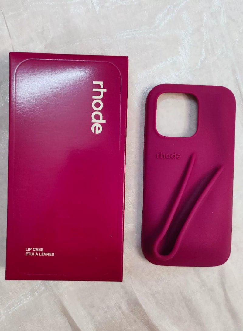 rhode 15 Pro Max Silicone Lip Holder for Cell Phone,(case only) Lip Gloss Adhesive Sleeve for Phone, Lip Holder Stick-on Phone Case, Back Stick On Holder for iPhone 15pro Max raspberry color - Image 2