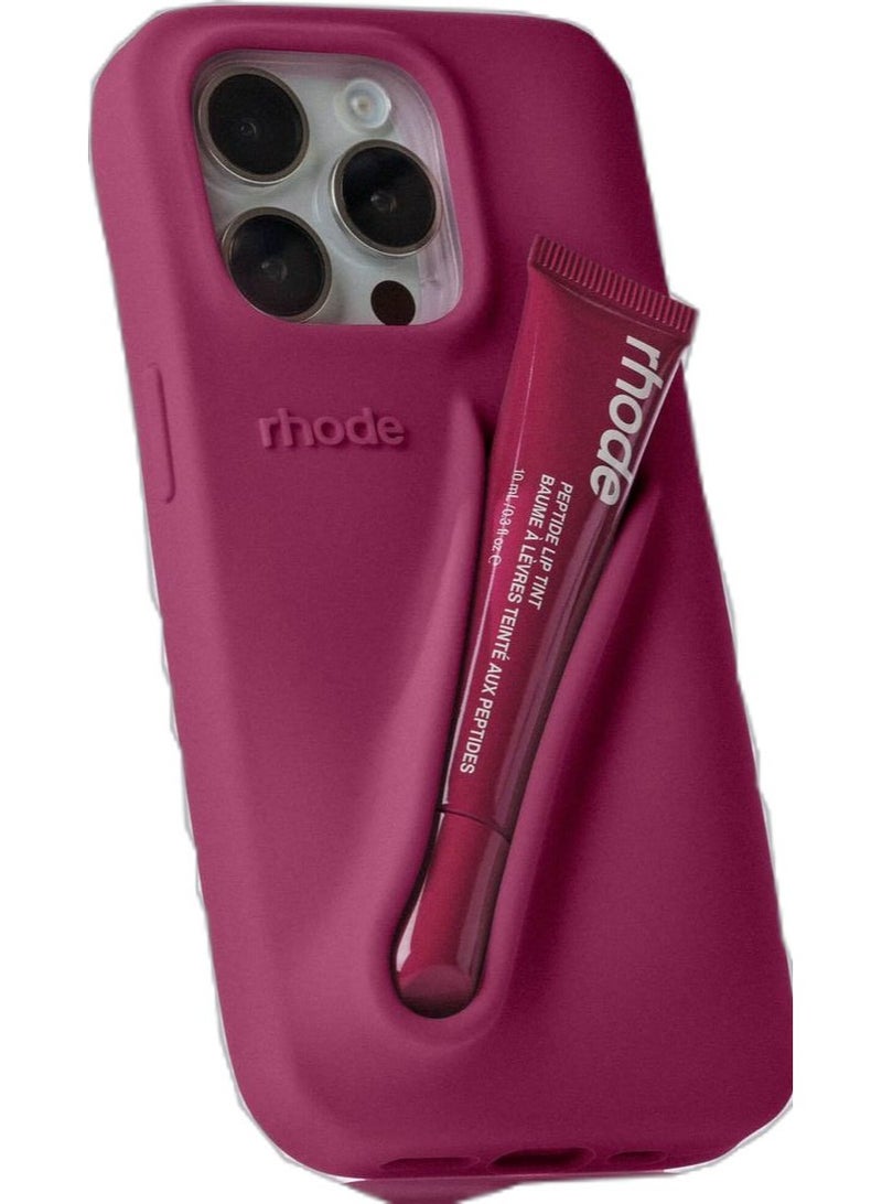 rhode 15 Pro Max Silicone Lip Holder for Cell Phone,(case only) Lip Gloss Adhesive Sleeve for Phone, Lip Holder Stick-on Phone Case, Back Stick On Holder for iPhone 15pro Max raspberry color - Image 5