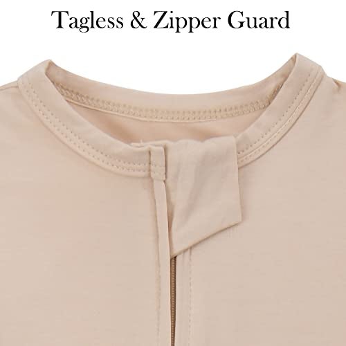 Aablexema Baby Zipper Pajamas Bamboo Rayon, 3pcs Unisex Infant Onesie with Mitten Long Sleeve Footed Pjs(Beige & Pink & Purple,3-6m) - Image 4