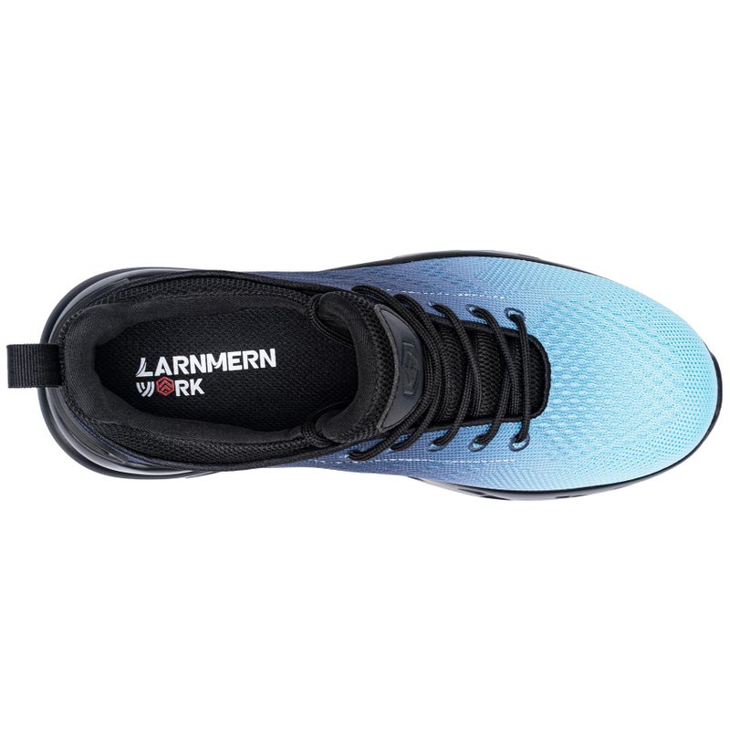 LARNMERN Men Non Slip Work Sneakers Water Resistant Food Service Zapatos Trabajo Antideslizantes Walking Shoes Waterproof Shoes Slip-on, Light Blue 9.5 - Image 4