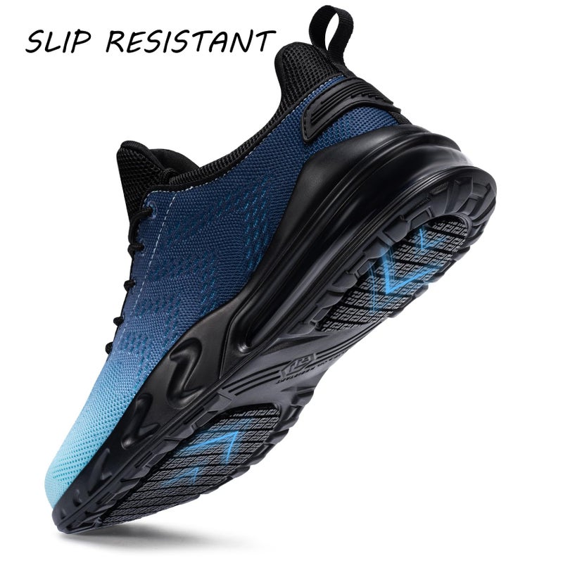 LARNMERN Men Non Slip Work Sneakers Water Resistant Food Service Zapatos Trabajo Antideslizantes Walking Shoes Waterproof Shoes Slip-on, Light Blue 9.5 - Image 3