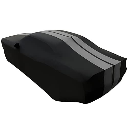 SR1 Performance Dodge Challenger Indoor Car Cover - Ultraguard Stretch Satin The Ultimate Custom Fit for 2008-2023 Dodge Challengers (Black with Gray Stripes) - Image 5