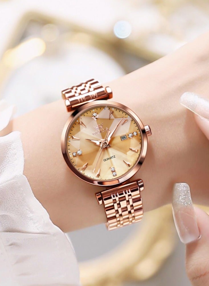OLEVS 5536 Women's Watch High Quality Elegant Jewelry Design 30M Waterproof Quartz Watch Luxury Rose Gold Women's Watch - Image 2