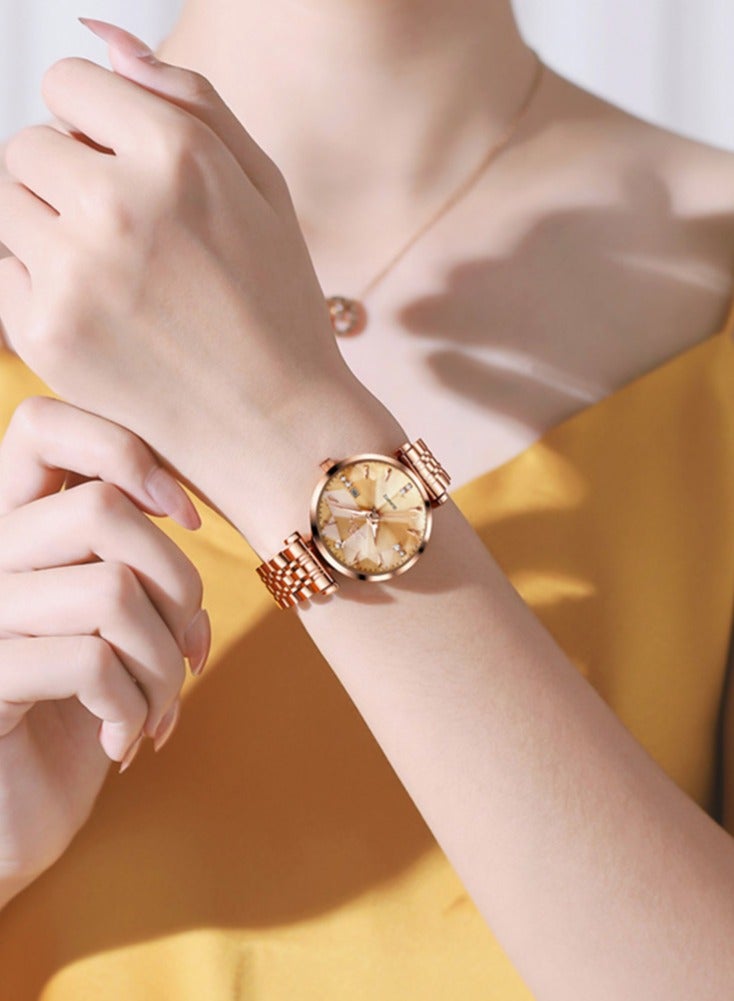 OLEVS 5536 Women's Watch High Quality Elegant Jewelry Design 30M Waterproof Quartz Watch Luxury Rose Gold Women's Watch - Image 4