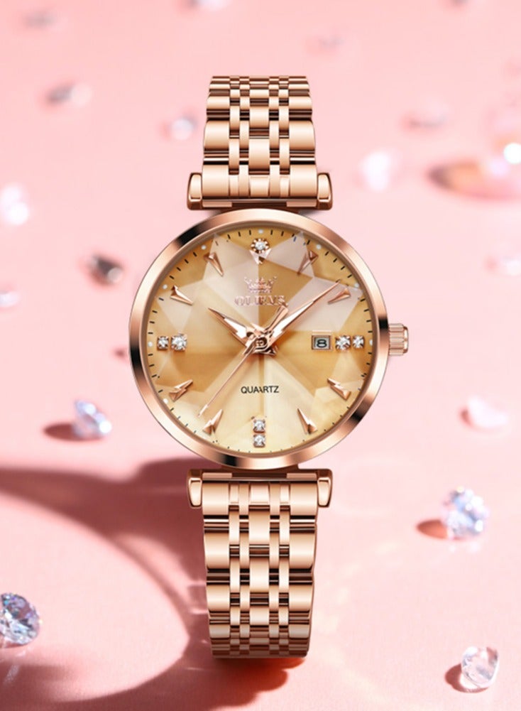 OLEVS 5536 Women's Watch High Quality Elegant Jewelry Design 30M Waterproof Quartz Watch Luxury Rose Gold Women's Watch - Image 5